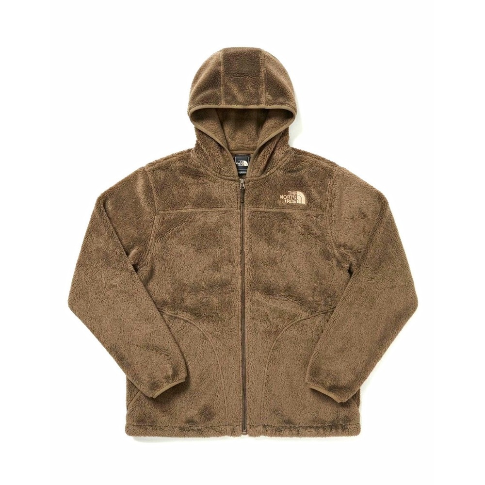 The North Face Womens L Brown Gorpcore Outdoor Hooded Fleece Full Zip Jacket